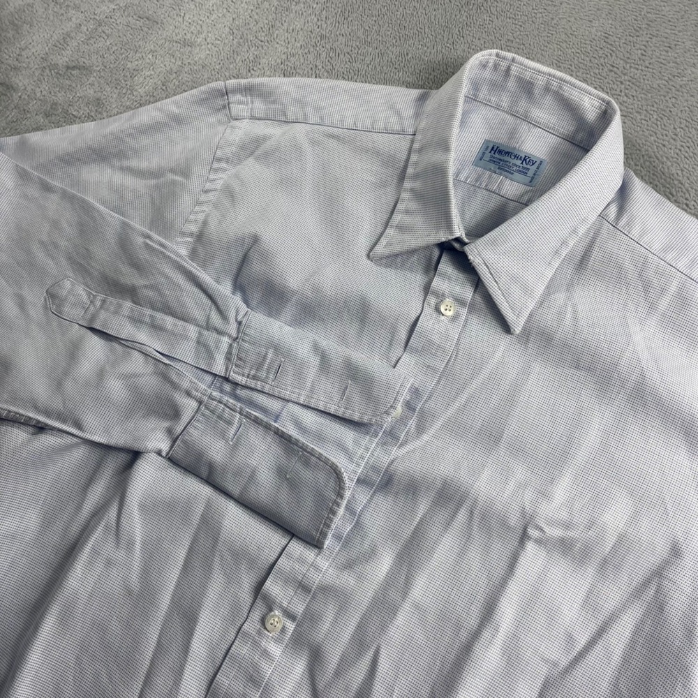 Hilditch &‎ Key Bespoke Mens Blue White Micro Check Cotton French Cuff Shirt
